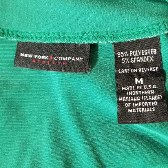 SOLD-New York & Company Green Faux Wrap Blouse - Picture 4 of 4
